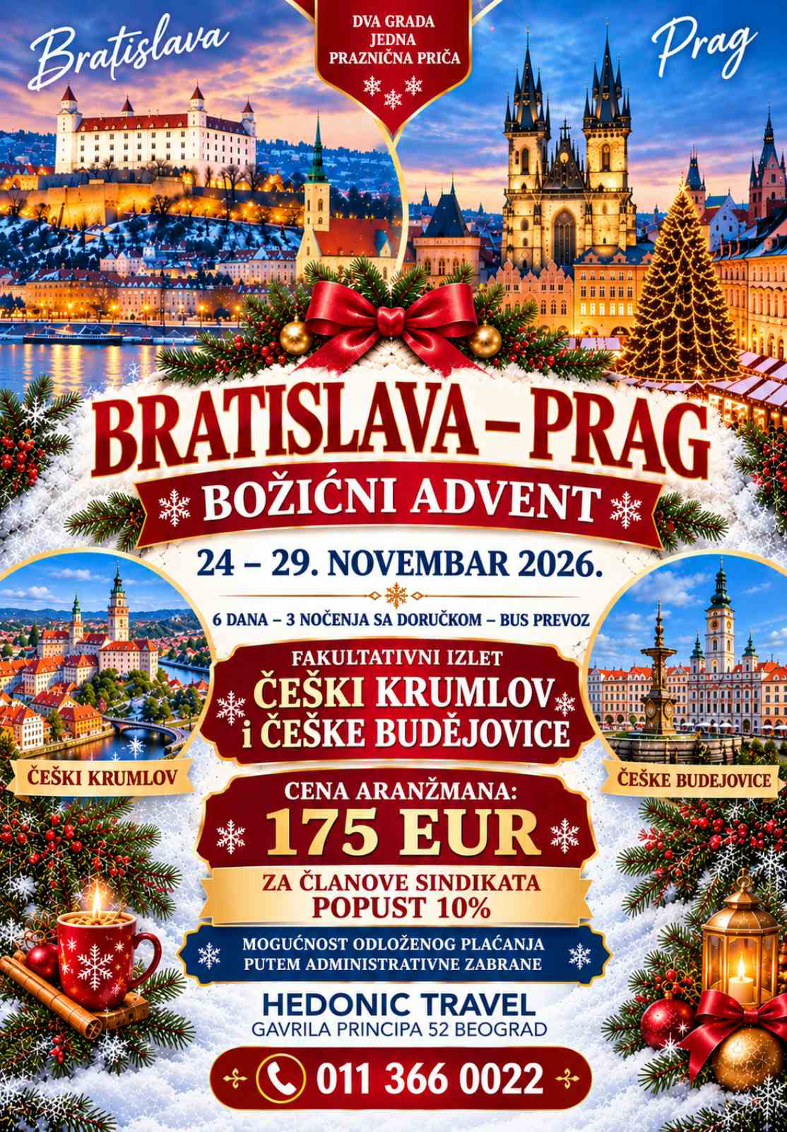 Božićni Advent Bratislava – Prag, 24–29. novembar 2026.